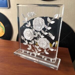 Elegant White Floral Acrylic Art Piece